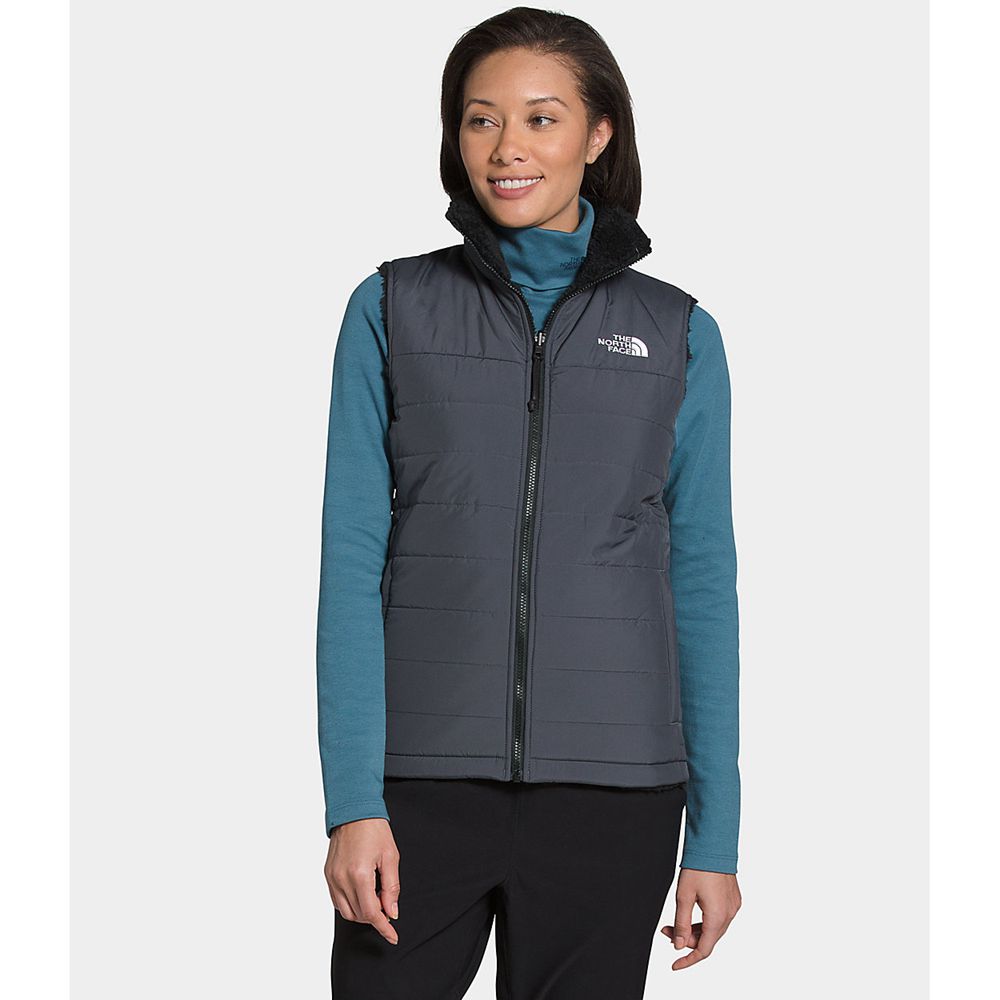 The North Face Vests Womens Australia - The North Face Mossbud Insulated Reversible Grey / Black (AS